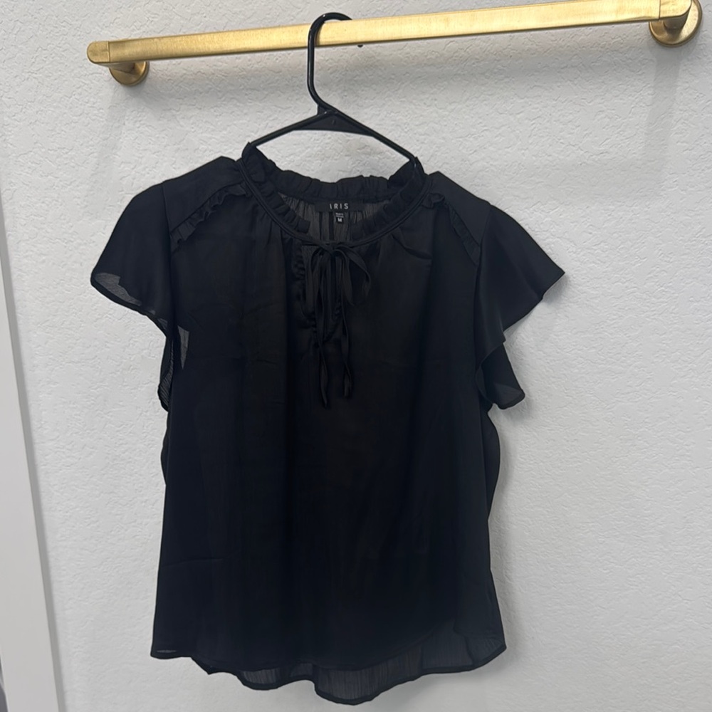 Iris Black Ruffle Blouse